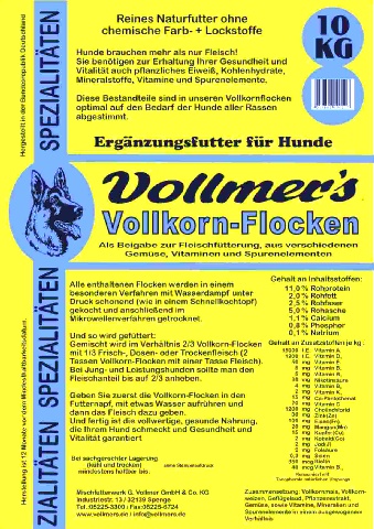 Vollmers - Hundefutter: Vollkorn-Flocken